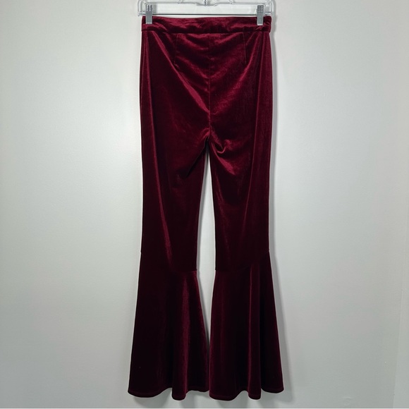 Torn By Ronny Kobo Red Velvet Flare Pants Size XS - Picture 3 of 9